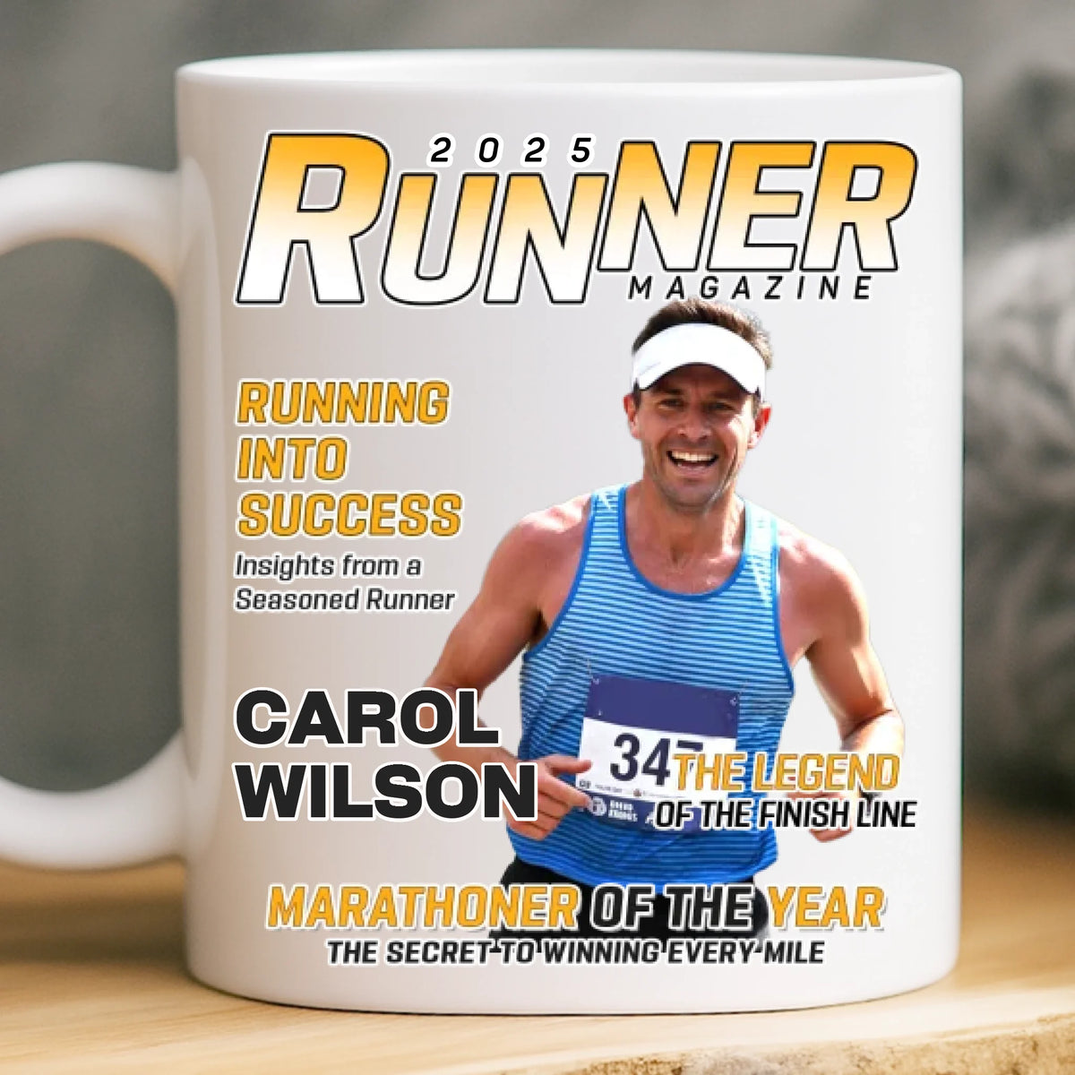 Custom Photo Magazine Mug - Personalized  Birthday Running Gifts For Running Lovers, Sports Fans, Sports Lovers - Champions Train Daily