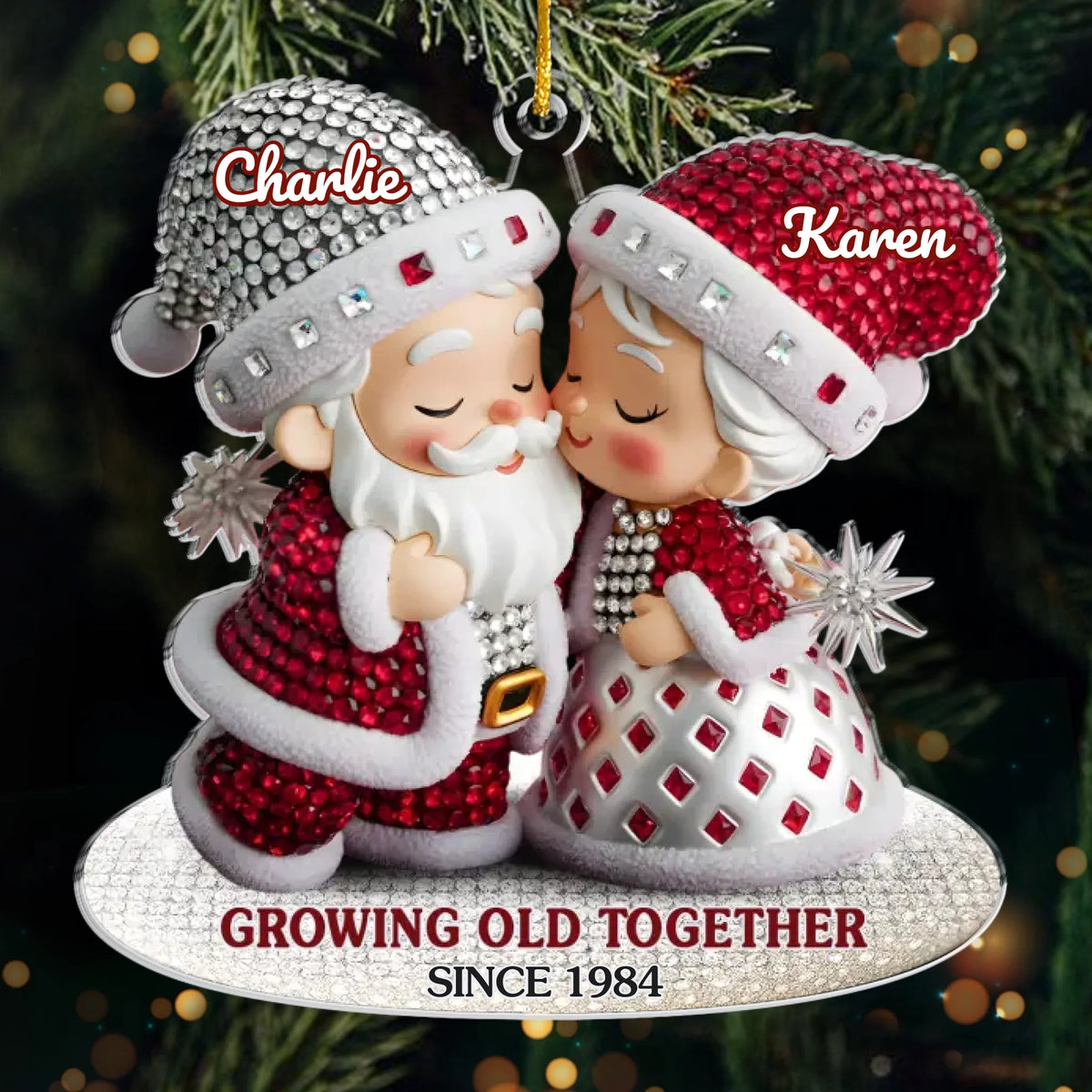 Custom Acrylic Ornament - Personalized Anniversary Christmas Wedding Gifts For Husband And Wife, Him And Her - Together, Always Merry