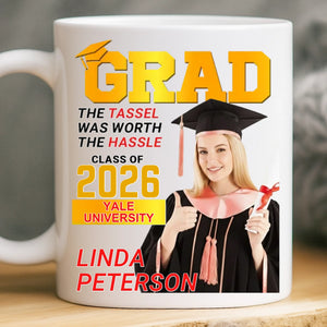 Custom Photo Magazine Mug - Personalized Graduation Gifts For Him, Her - The Tassel Is Worth The Hassle