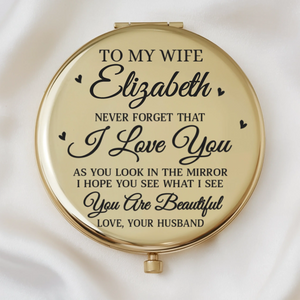 Custom Compact Mirror - Personalized Anniversary Wedding Gifts For Husband And Wife, Him And Her - Us Feels Like Home