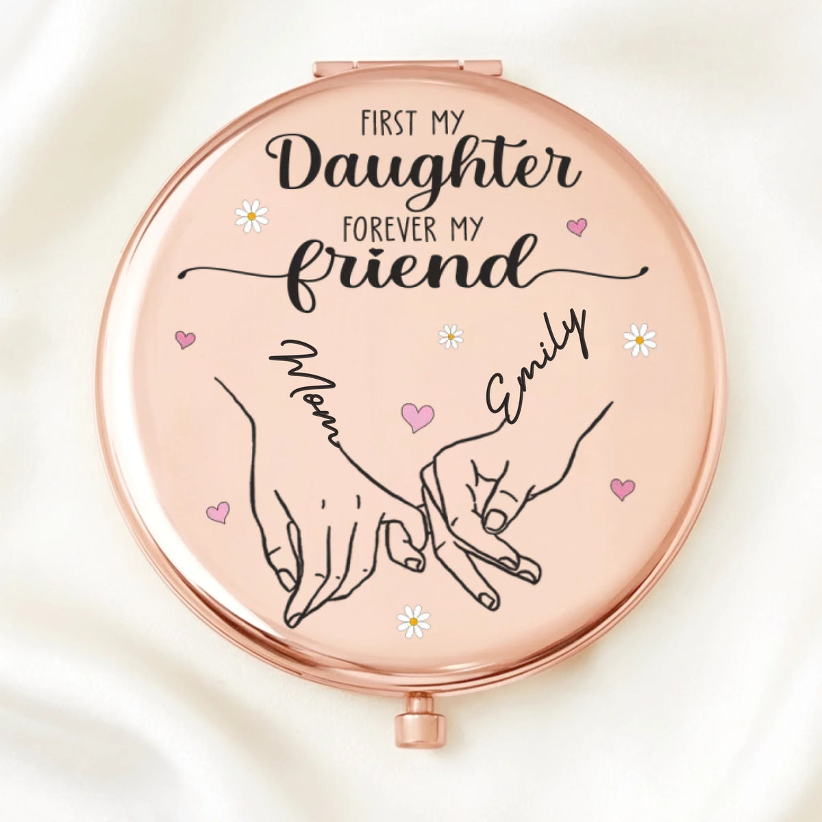 Custom Compact Mirror - Personalized Birthday Gifts For Mom, Daughter - Forever My Daughter, Always My Friend