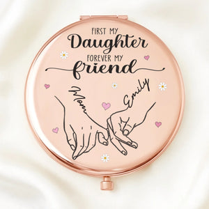 Custom Compact Mirror - Personalized Birthday Gifts For Mom, Daughter - Forever My Daughter, Always My Friend