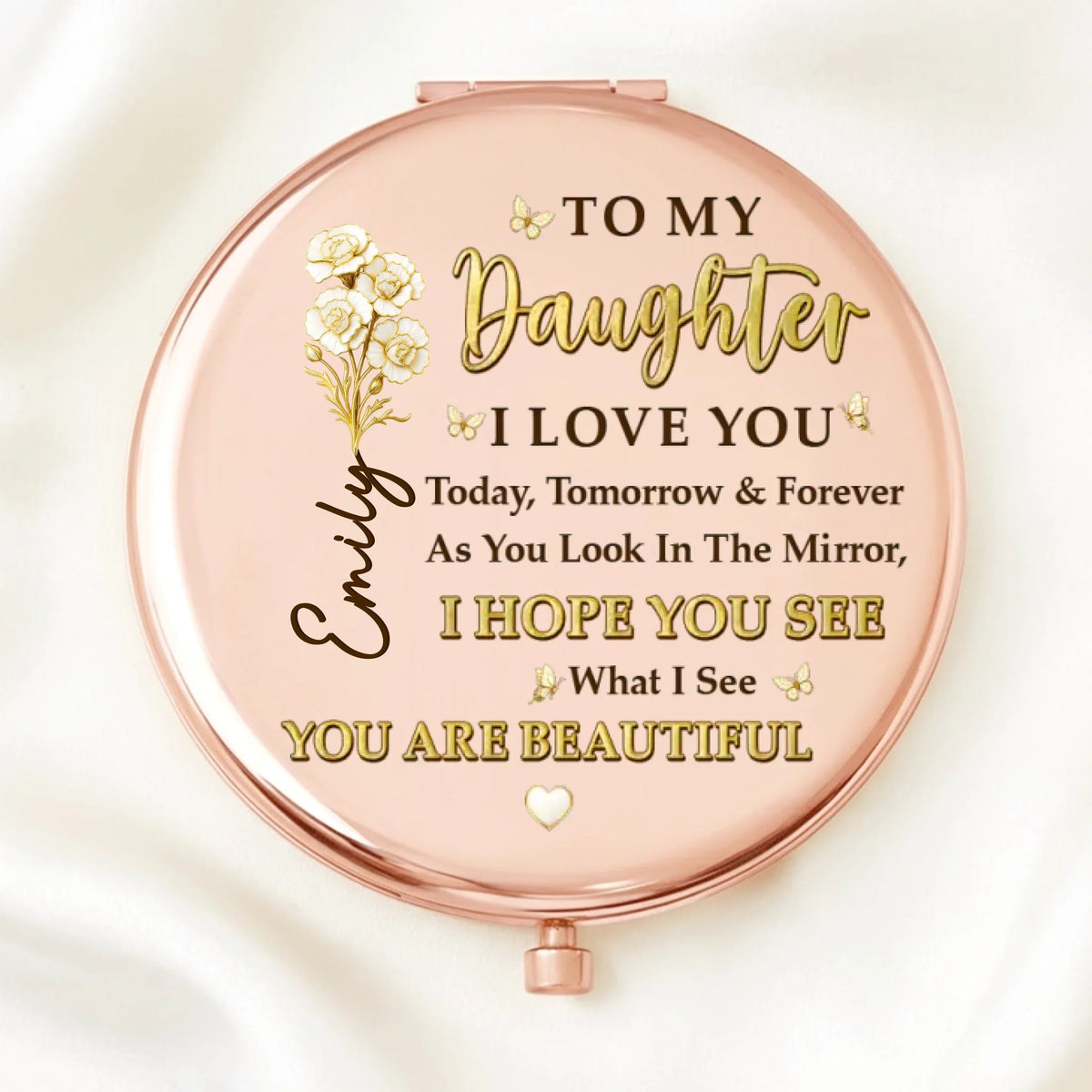 Custom Compact Mirror - Personalized Birthday Gifts For Daughter - A Mother’s Love, Forever Wrapped Around You