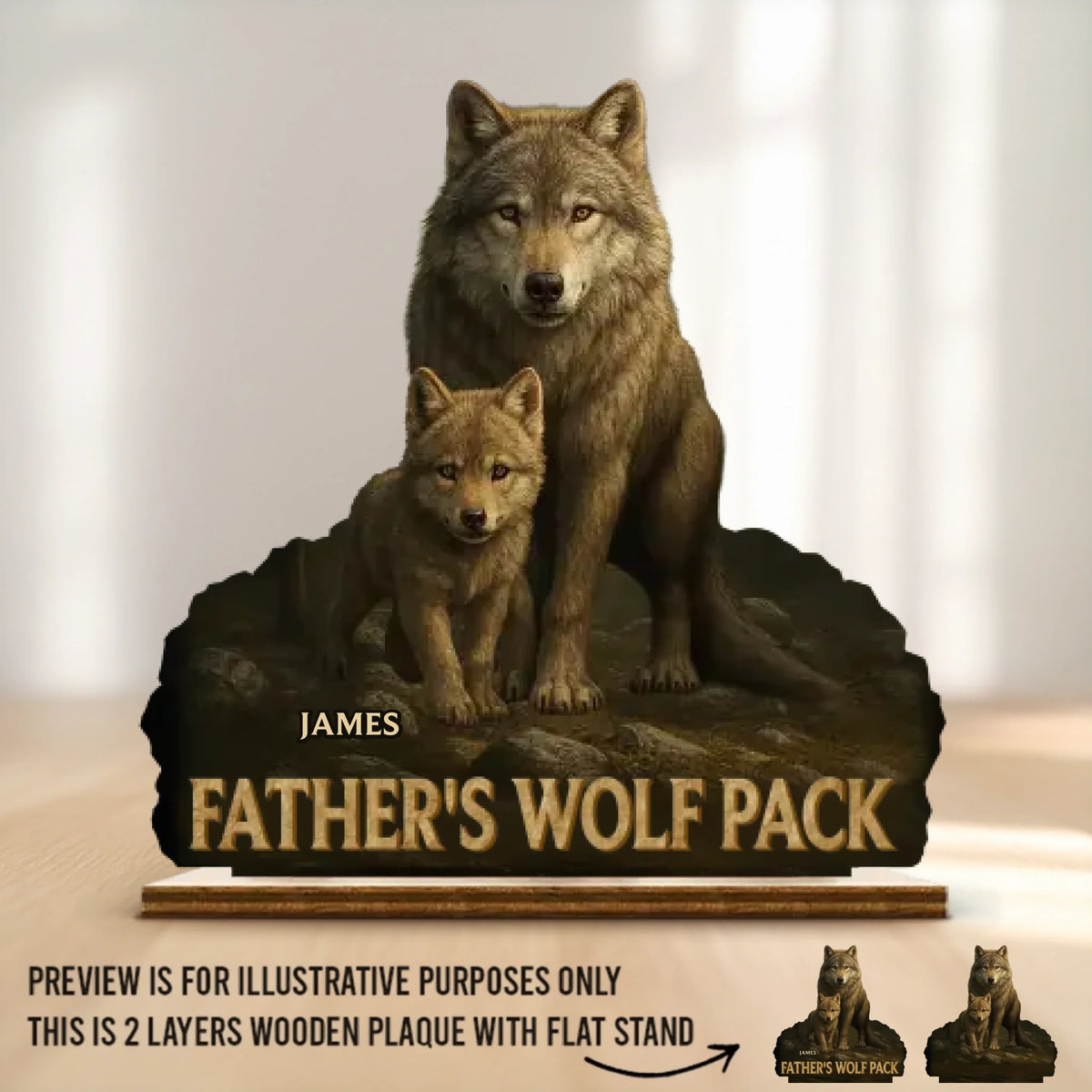 Papa nous guide - Plaque en bois personnalisée à 2 couches avec support plat - Cadeau de pendaison de crémaillère pour papa et grand-père
