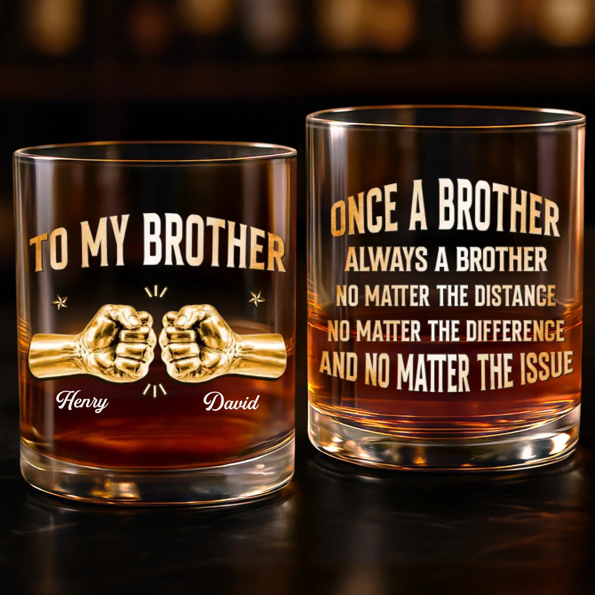 Custom Whiskey Glass - Personalized Birthday Gifts For Brother - Brothers Built By Shared Memories