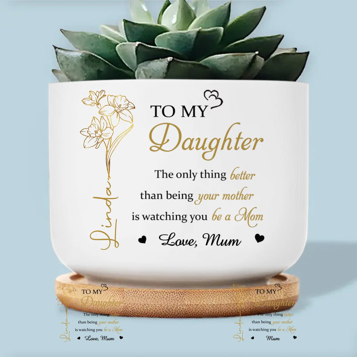 Custom Home Decor Ceramic Plant Pot - Personalized Mother's Day Gifts For Mum, Daughter - Where She Is Home Grows