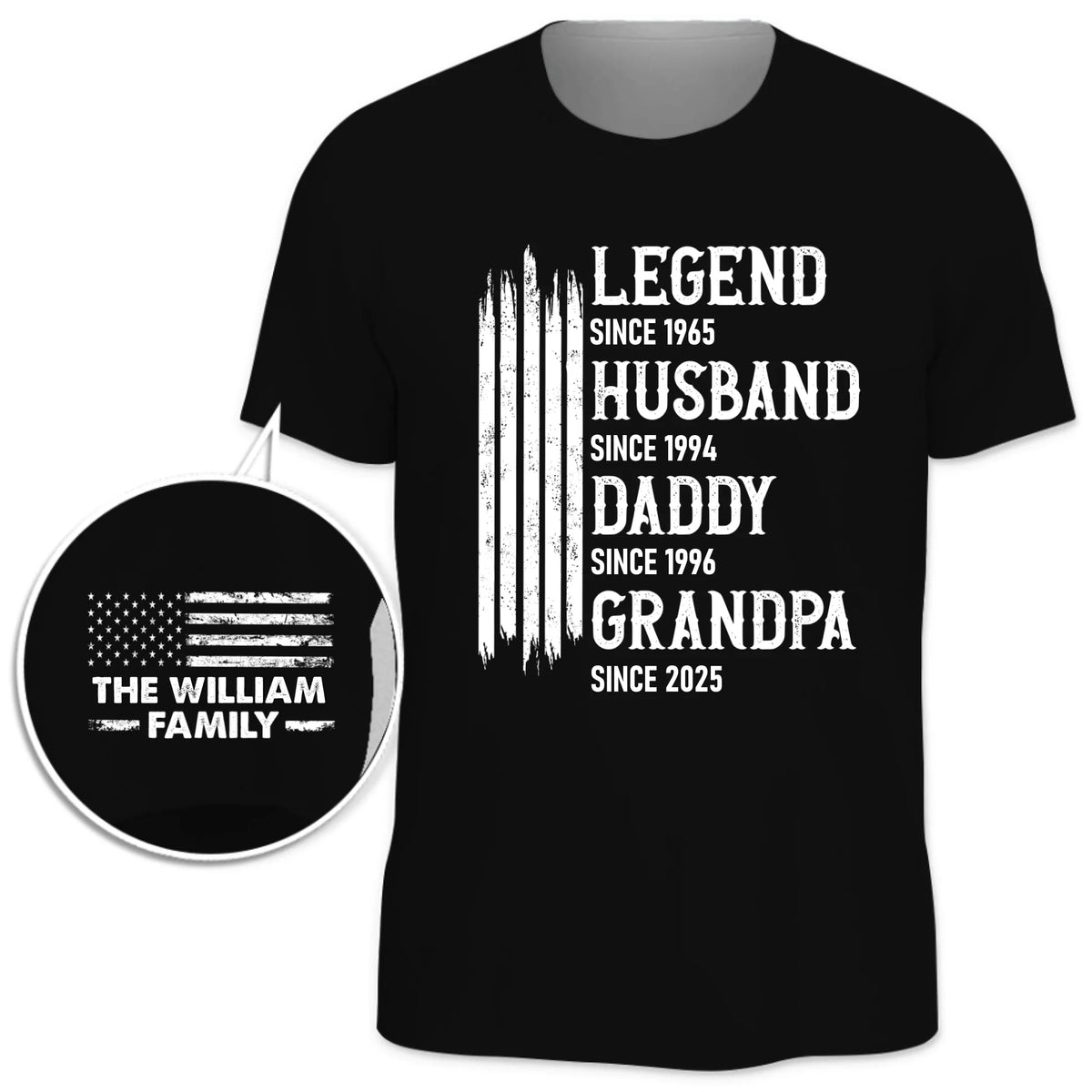 Custom Unisex T-Shirt With Design On Sleeve - Personalized Birthday Gifts For Dad, Grandpa - Loved By Kids & Grandkids