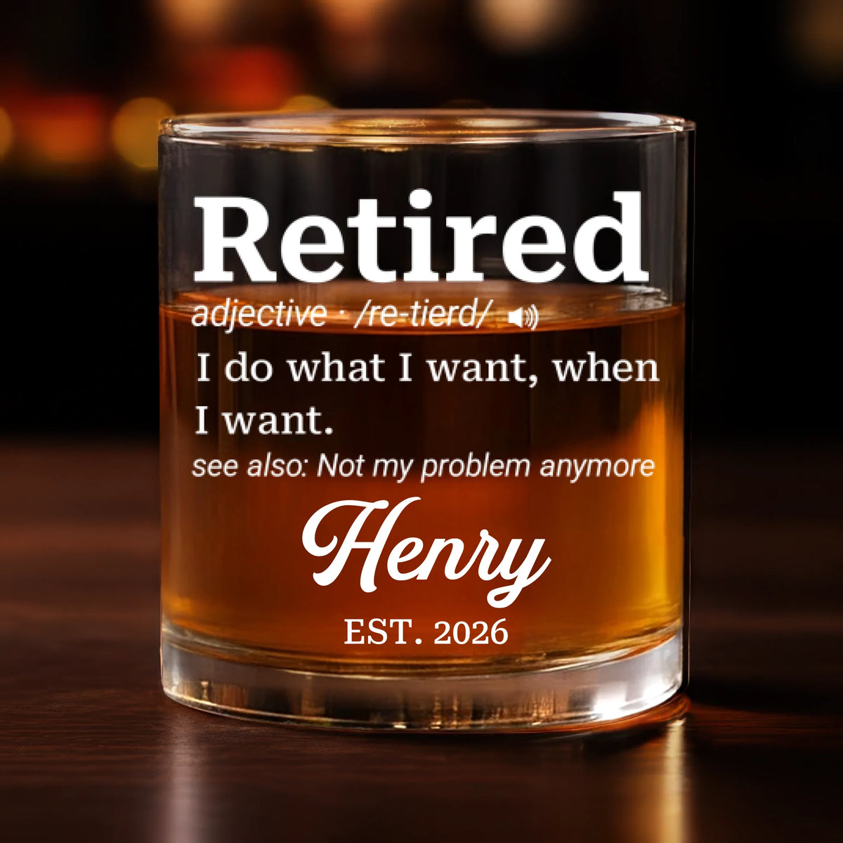 Custom Whiskey Glass - Personalized Retirement Gifts For Women, Men - Not My Problem Anymore
