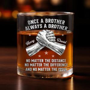 Custom Whiskey Glass - Personalized Birthday Gifts For Brother - Brothers Strong At Heart