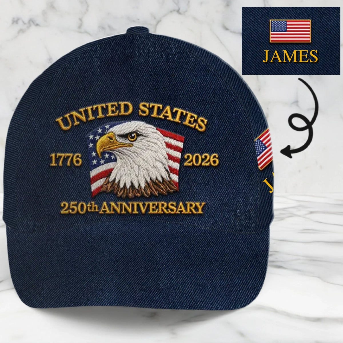 Custom Hat, All Over Print Classic Cap - Personalized America 250th Anniversary Gifts For Women, Men - Freedom Is Our Legacy