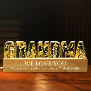 On t'aime maman - Veilleuse LED 3D personnalisée en acrylique avec lettres - Cadeau pour la fête des mères, maman, grand-mère