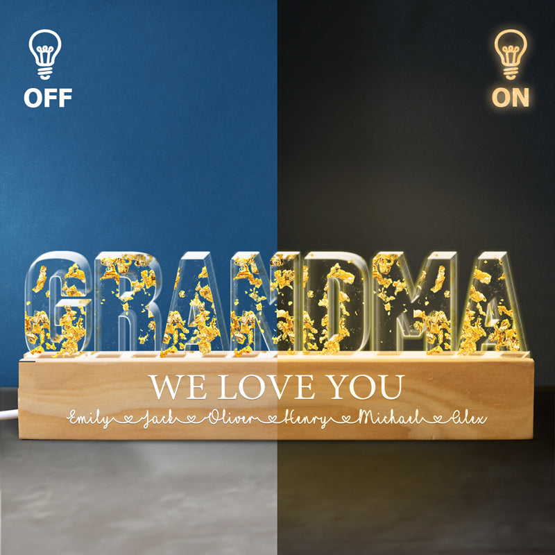 On t'aime maman - Veilleuse LED 3D personnalisée en acrylique avec lettres - Cadeau pour la fête des mères, maman, grand-mère