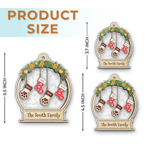 Jolies chaussettes à suspendre - Décoration familiale personnalisée - Boule à neige en acrylique - Cadeau de Noël pour les membres de la famille