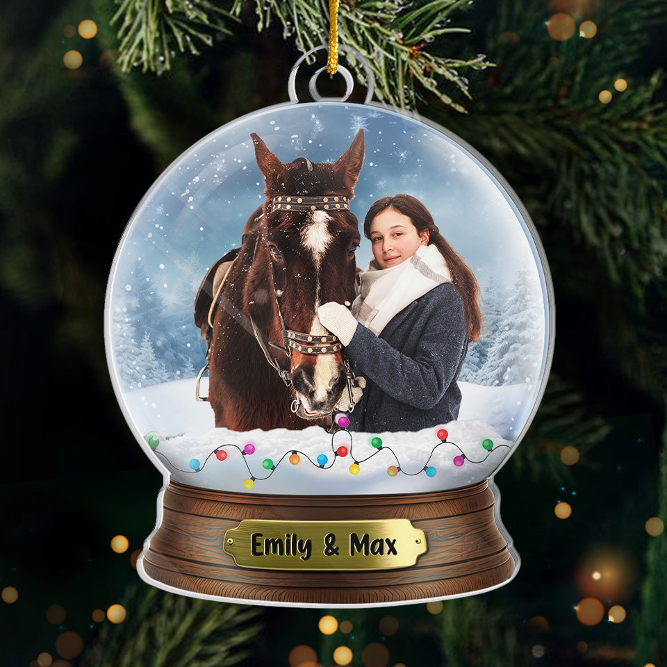 Photo personnalisée d'un amoureux des chevaux - Décoration de cheval personnalisée - Acrylique en forme personnalisée - Cadeau de Noël pour les propriétaires et les amoureux des animaux