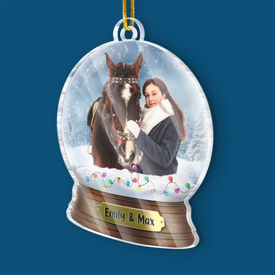 Photo personnalisée d'un amoureux des chevaux - Décoration de cheval personnalisée - Acrylique en forme personnalisée - Cadeau de Noël pour les propriétaires et les amoureux des animaux