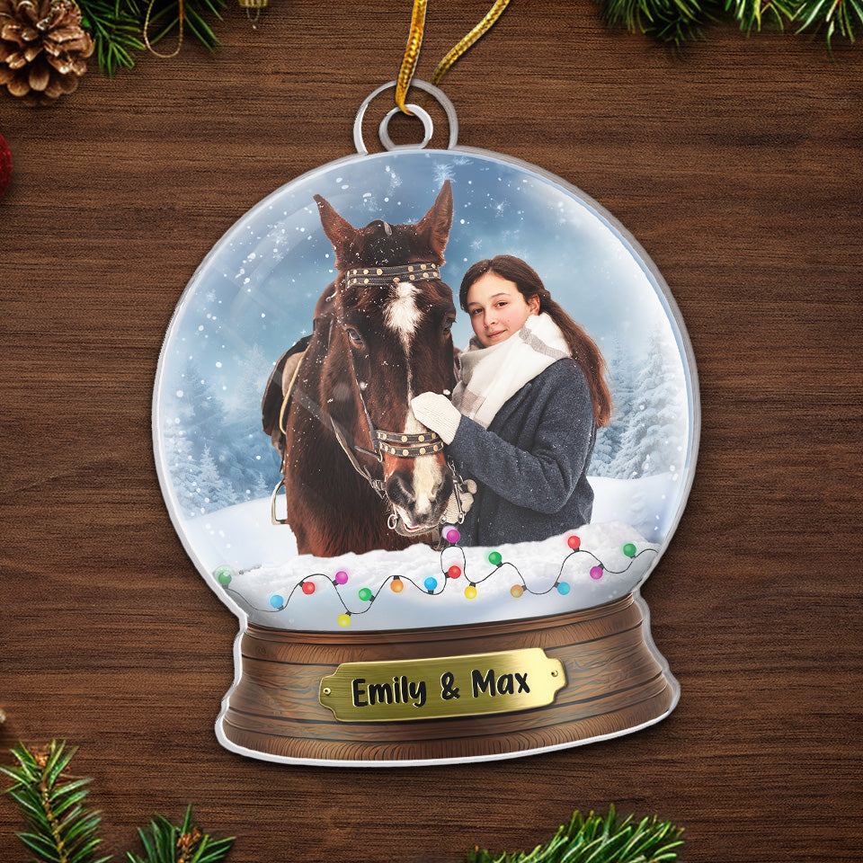 Photo personnalisée d'un amoureux des chevaux - Décoration de cheval personnalisée - Acrylique en forme personnalisée - Cadeau de Noël pour les propriétaires et les amoureux des animaux