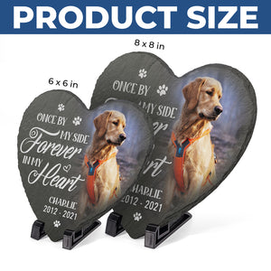 Pierre commémorative personnalisée en forme de cœur avec photo - Cadeaux de condoléances personnalisés pour animaux de compagnie, chiens et chats - Toujours mon ami, maintenant mon ange