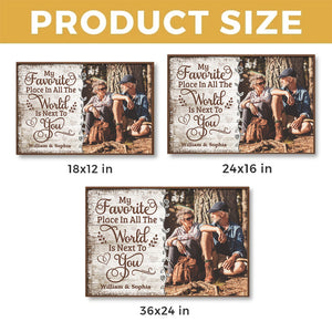 Affiche photo horizontale personnalisée - Cadeaux d'anniversaire de mariage personnalisés pour mari et femme, lui et elle - Mon endroit préféré est à côté de toi