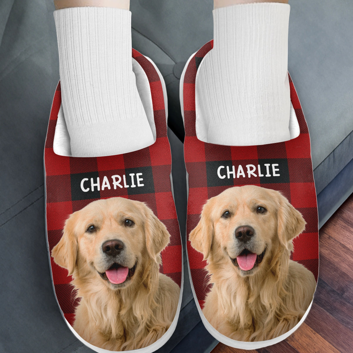 Chaussons personnalisés pour chiens et chats : « Le bonheur est un chiot bien au chaud » – Chaussons moelleux personnalisés pour chiens et chats – Cadeau pour propriétaires et amoureux des animaux