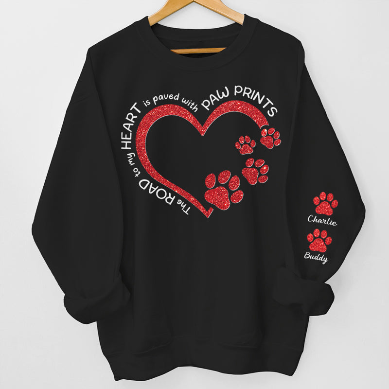 Le chemin vers le cœur de maman chien - Sweat-shirt unisexe personnalisé pour chien et chat avec motif sur la manche - Cadeau de condoléances, cadeau pour propriétaires d'animaux et amoureux des animaux