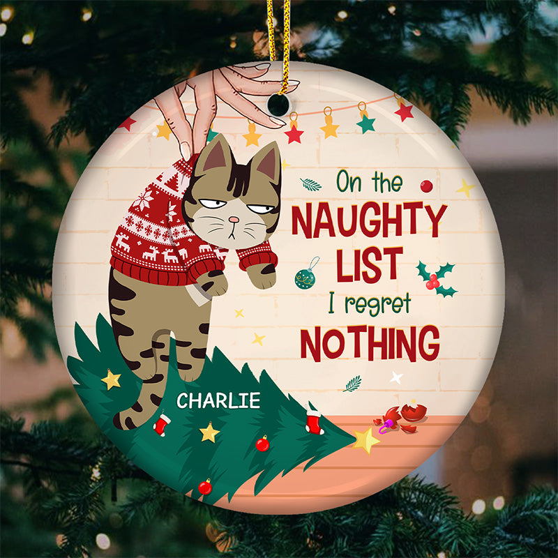 Est-ce assez joyeux ? – Ornement personnalisé en forme de chat – Forme ronde en céramique – Cadeau de Noël pour les propriétaires d'animaux et les amoureux des animaux.