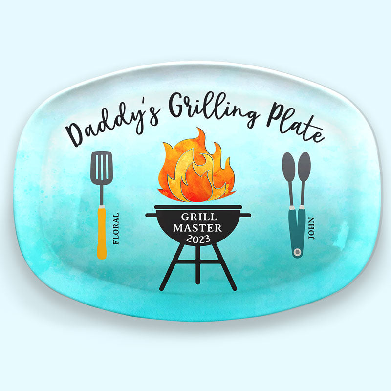 Assiette à grillades de papa - Plateau personnalisé pour la famille - Cadeau de fête des pères et d'anniversaire pour papa