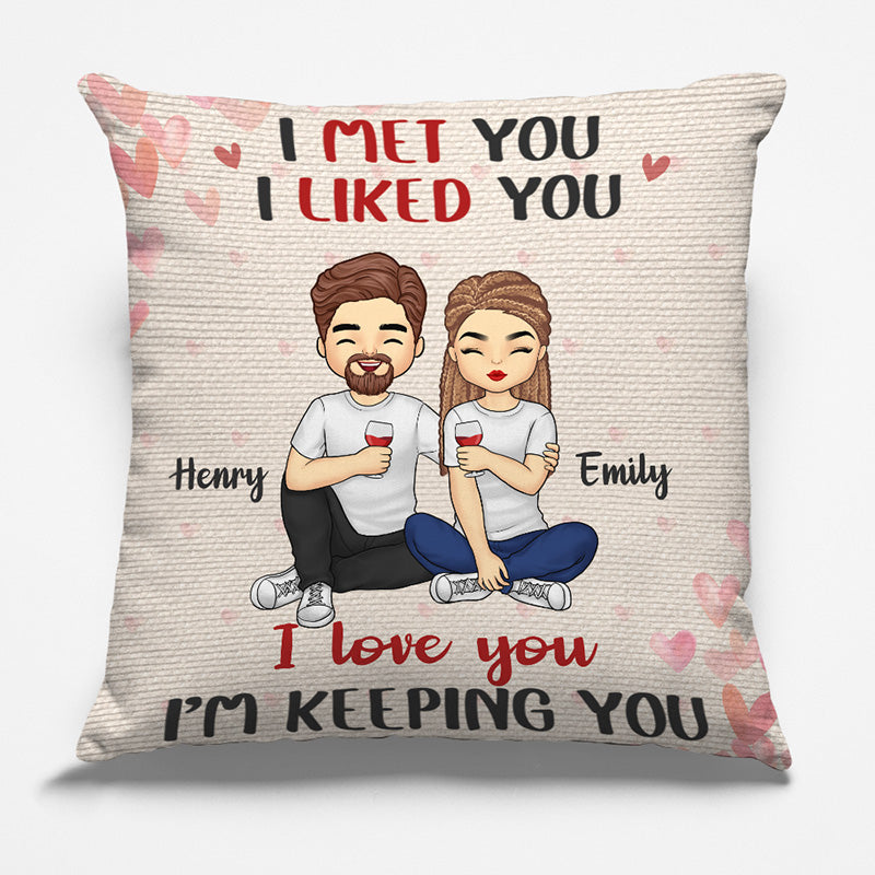 Je t'ai rencontré, je t'ai aimé, je t'aime - Oreiller personnalisé pour couple - Cadeau pour mari et femme, anniversaire