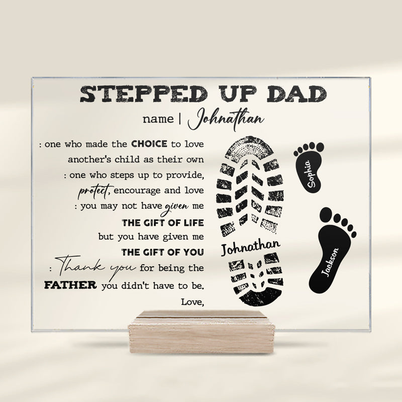 Protéger, encourager et aimer - Plaque acrylique personnalisée pour la famille - Cadeau de fête des pères, d'anniversaire pour papa