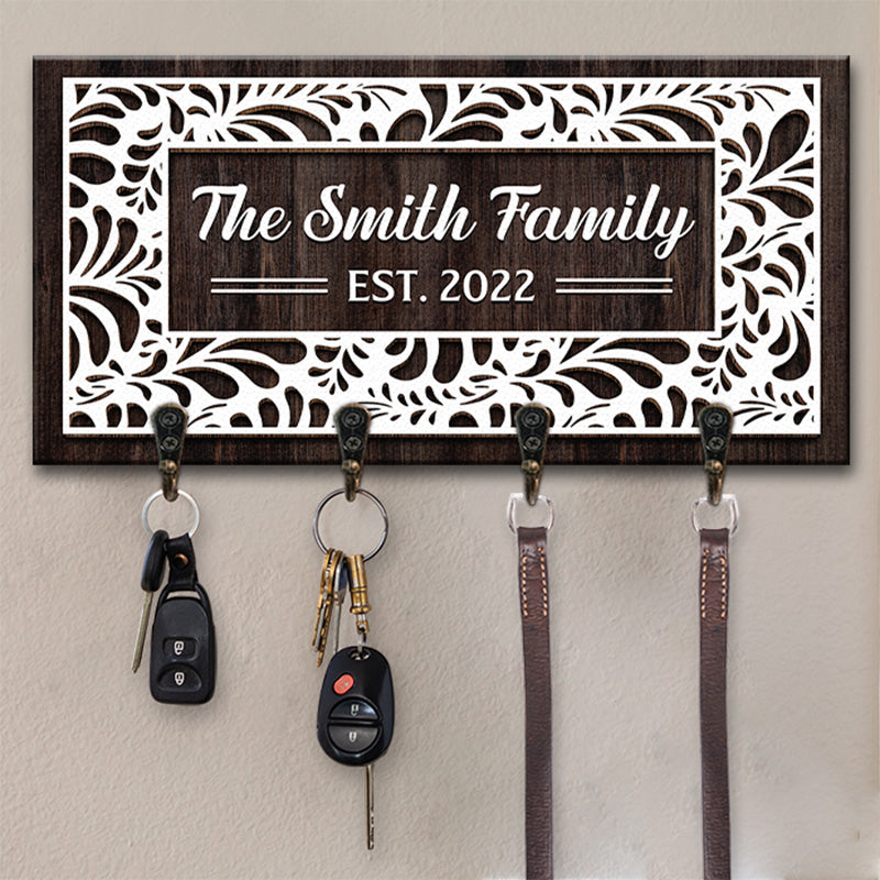 Bienvenue dans notre maison bien-aimée - Porte-clés rectangulaire personnalisé pour la famille, porte-clés - Cadeau pour les membres de la famille