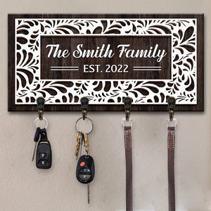 Bienvenue dans notre maison bien-aimée - Porte-clés rectangulaire personnalisé pour la famille, porte-clés - Cadeau pour les membres de la famille
