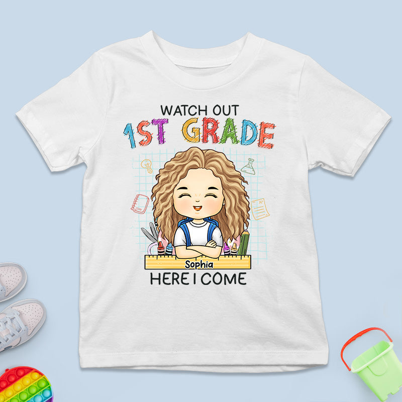Attention, j'arrive en première année ! T-shirt enfant personnalisé ! Cadeau pour enfant, cadeau de rentrée scolaire