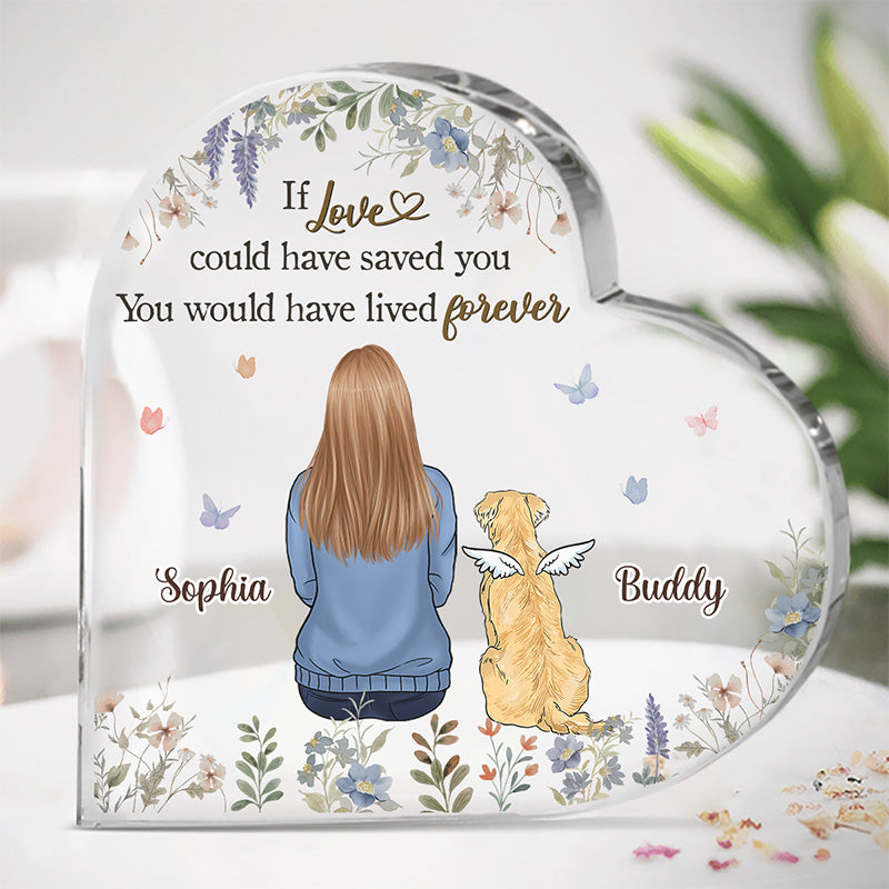 Tu seras toujours dans mon cœur - Plaque acrylique personnalisée en forme de cœur - Cadeau de Noël, cadeau de condoléances pour les propriétaires d'animaux de compagnie et les amoureux des animaux