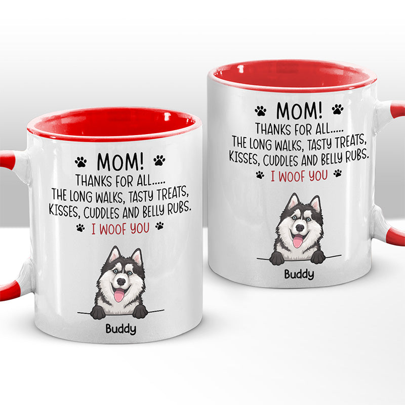 Merci pour vos promenades quotidiennes ! Mug personnalisé avec motif chien ! Cadeau pour les propriétaires et les amoureux des animaux.