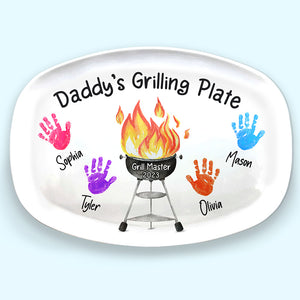 Assiette à grillades pour papa - Plateau personnalisé pour la famille - Cadeau pour la fête des pères et l'anniversaire de papa