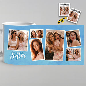 Photo personnalisée « Une sœur est un cadeau d'amour éternel » - Mug personnalisé Bestie - Cadeau pour meilleures amies, meilleures amies, sœurs