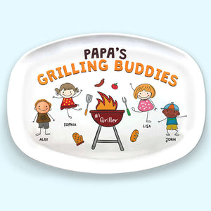 Grilling Buddies - Plateau personnalisé pour la famille - Cadeau pour la fête des pères et l'anniversaire de papa