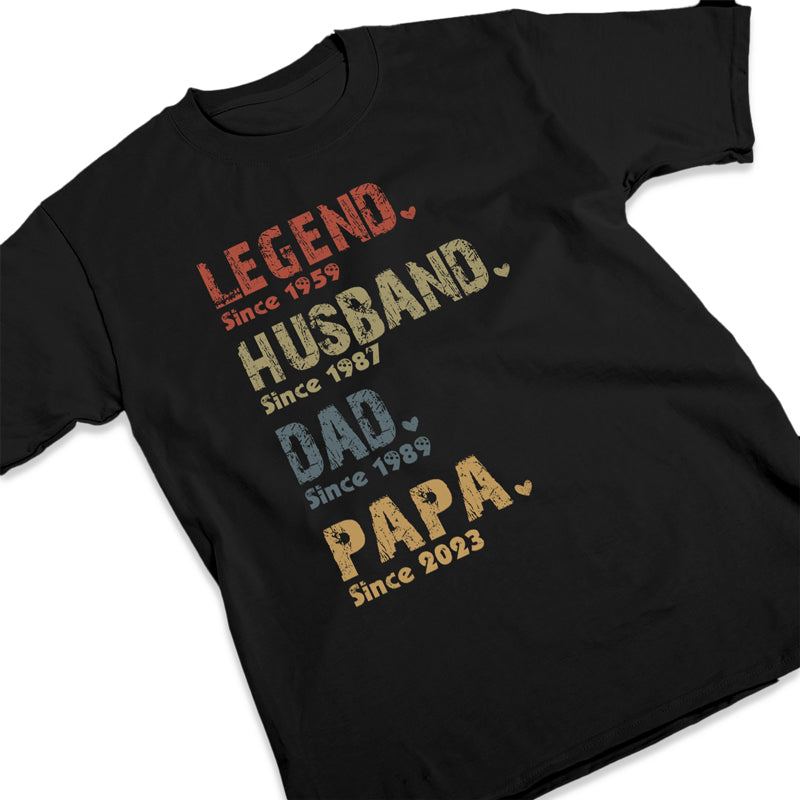 Légende, Mari, Papa et Papa Depuis - T-shirt unisexe personnalisé pour la famille, sweat à capuche, sweat-shirt - Cadeau de fête des pères, d'anniversaire pour papa, grand-père