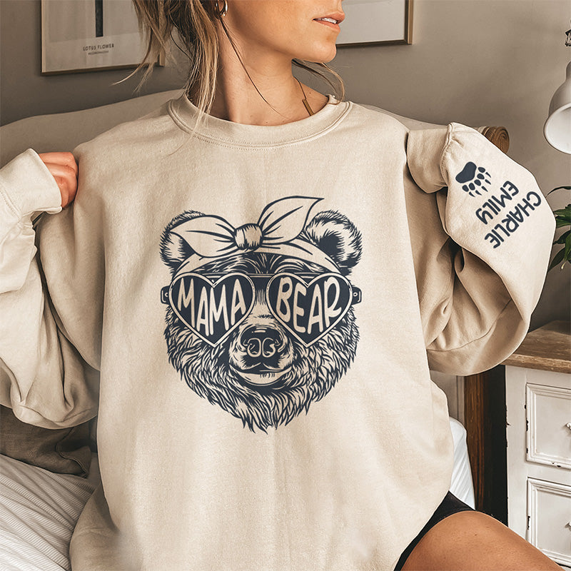 Le papa et la maman ours les plus cools - Sweat-shirt unisexe personnalisé avec motif sur la manche - Cadeau pour papa et maman