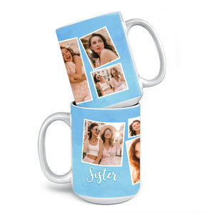Photo personnalisée « Une sœur est un cadeau d'amour éternel » - Mug personnalisé Bestie - Cadeau pour meilleures amies, meilleures amies, sœurs