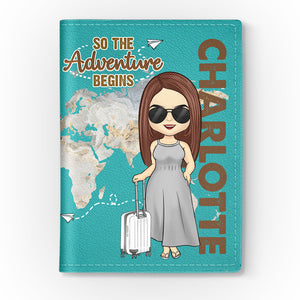 Étui de passeport personnalisé - Étui à passeport pour les amoureux du voyage - Étui à passeport en cuir PU pour femme - Cadeaux de voyage pour femme - Cadeaux pour amies - Portefeuille de voyage essentiel