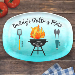 Assiette à grillades de papa - Plateau personnalisé pour la famille - Cadeau de fête des pères et d'anniversaire pour papa
