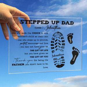 Protéger, encourager et aimer - Plaque acrylique personnalisée pour la famille - Cadeau de fête des pères, d'anniversaire pour papa