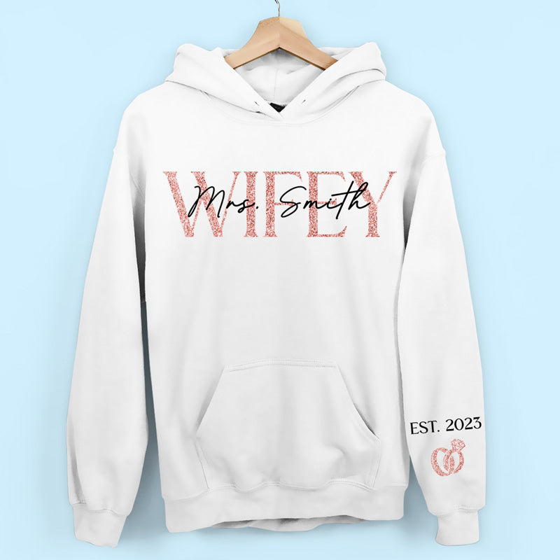 L'amour de ma vie, ma femme ! Sweat-shirt unisexe personnalisé avec motif sur la manche. Cadeau pour mari, femme, anniversaire.