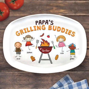 Grilling Buddies - Plateau personnalisé pour la famille - Cadeau pour la fête des pères et l'anniversaire de papa