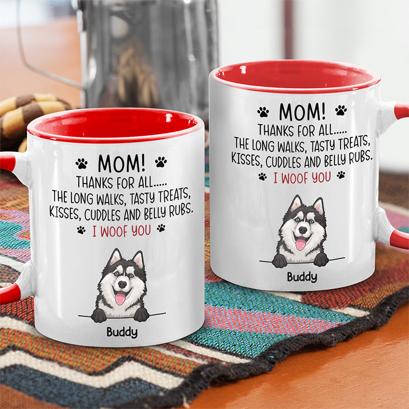 Merci pour vos promenades quotidiennes ! Mug personnalisé avec motif chien ! Cadeau pour les propriétaires et les amoureux des animaux.