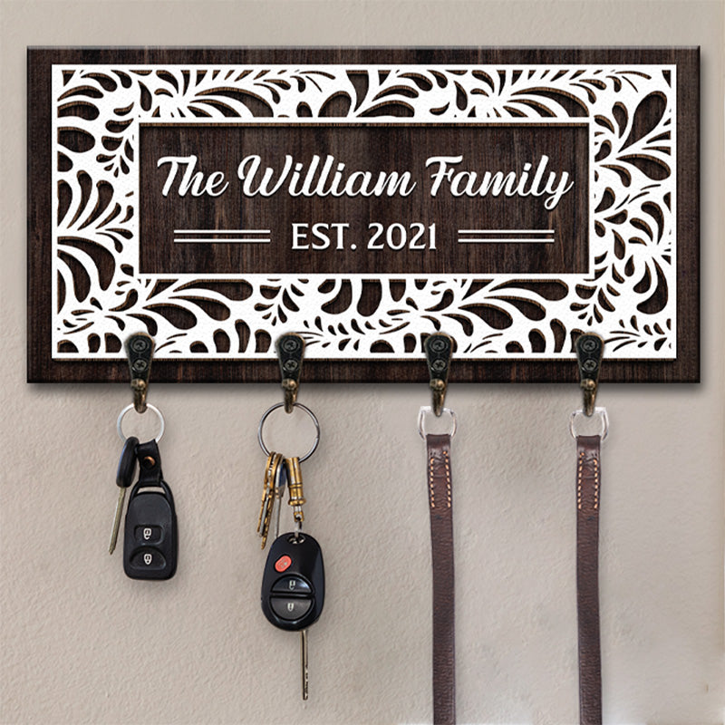 Bienvenue dans notre maison bien-aimée - Porte-clés rectangulaire personnalisé pour la famille, porte-clés - Cadeau pour les membres de la famille
