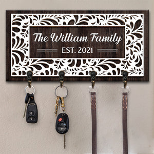 Bienvenue dans notre maison bien-aimée - Porte-clés rectangulaire personnalisé pour la famille, porte-clés - Cadeau pour les membres de la famille