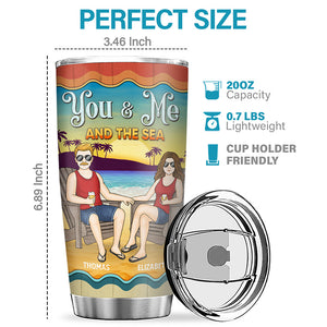 Je t'aime jusqu'à la plage et retour - Verre personnalisé pour couple - Cadeau pour mari et femme, anniversaire