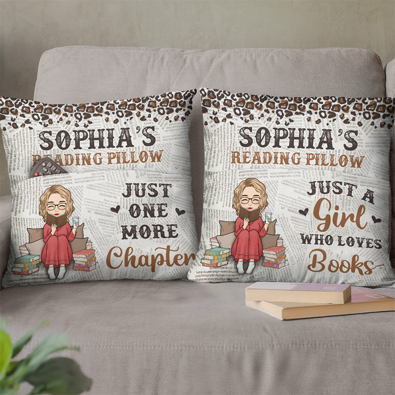 Coussin de lecture « Juste un chapitre de plus » – Coussin de poche personnalisé – Cadeau pour les amoureux des livres