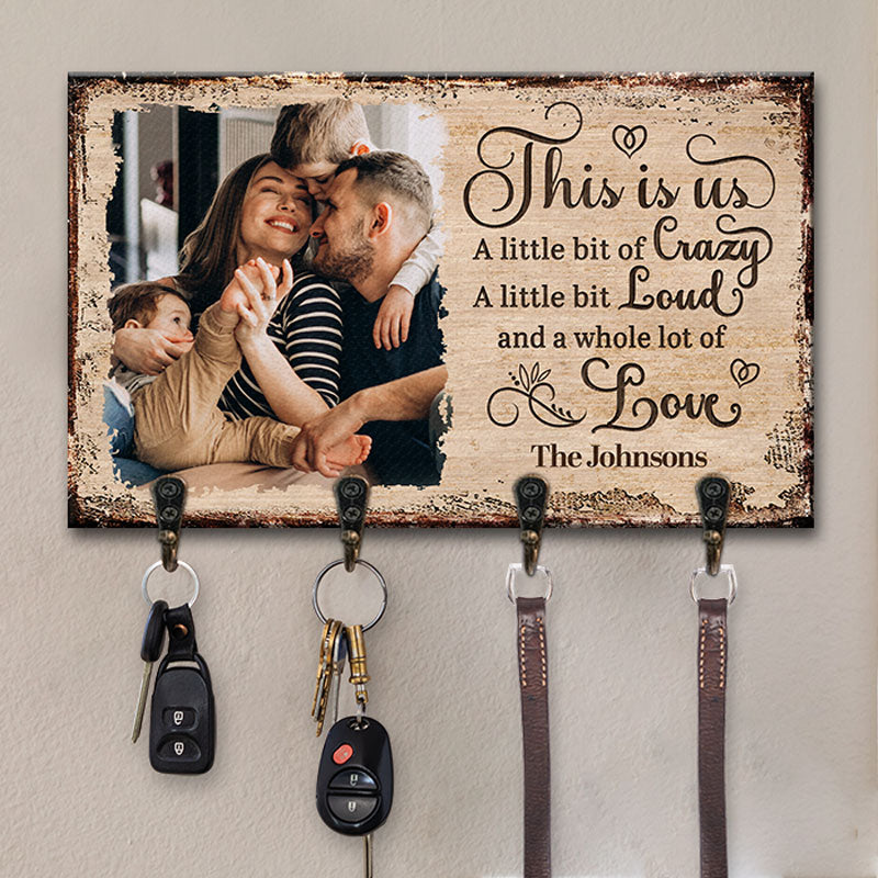 Porte-clés rectangulaire personnalisé avec photo « Home Sweet Home » - Décoration d'intérieur personnalisée pour la famille - Cadeau de pendaison de crémaillère pour les membres de la famille